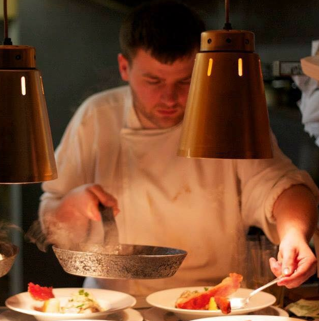 James Macmahon cooking at the Oak Ba and Bistro for the Wirral Young Chef of the Year 2017 event