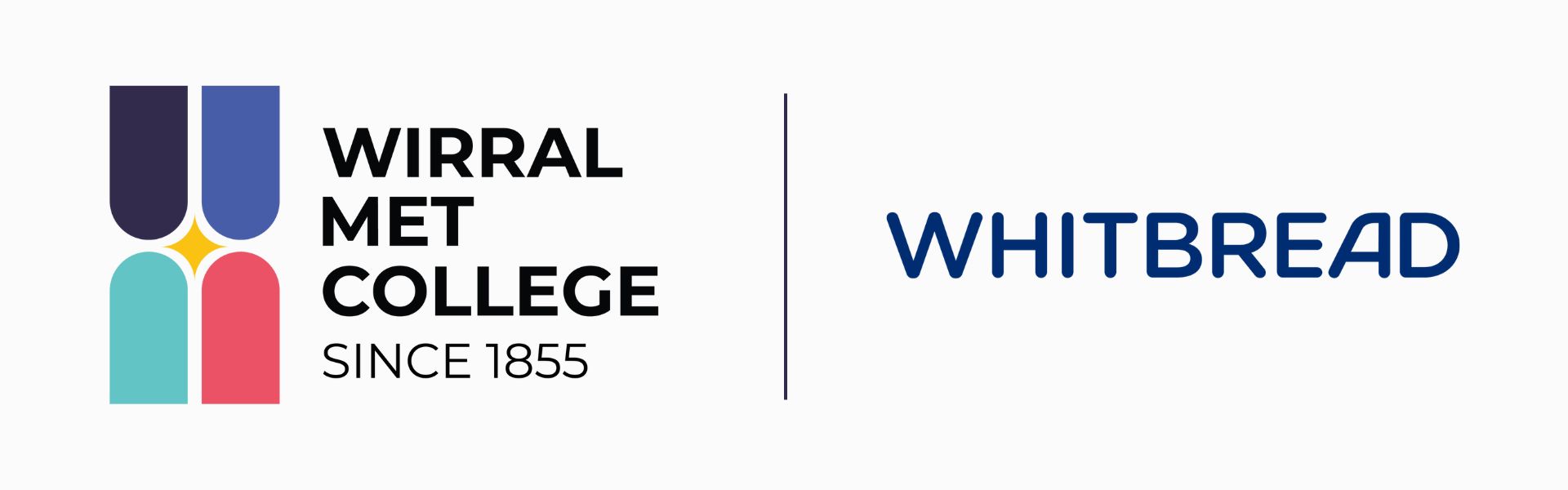 Decorative banner image featuring the logos of Wirral Met College, on the left, and the Whitbread logo, on the right