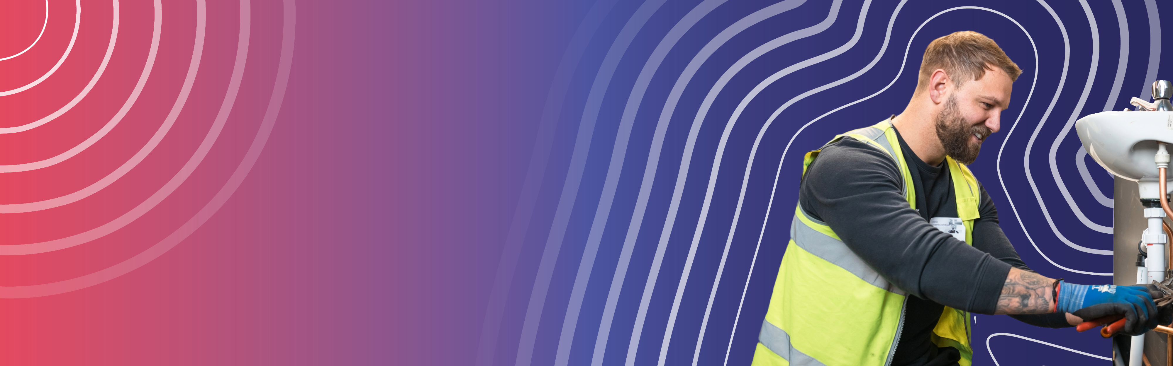 Homepage banner for adult courses featuring an image of an adult learner 