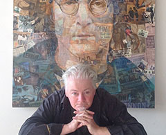 Art And Design Case Study Anthony Brown Sat In Front Of A John Lennon Art Piece