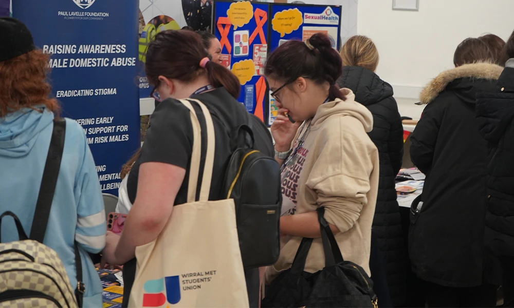 Students in Wirral Waters canteen area