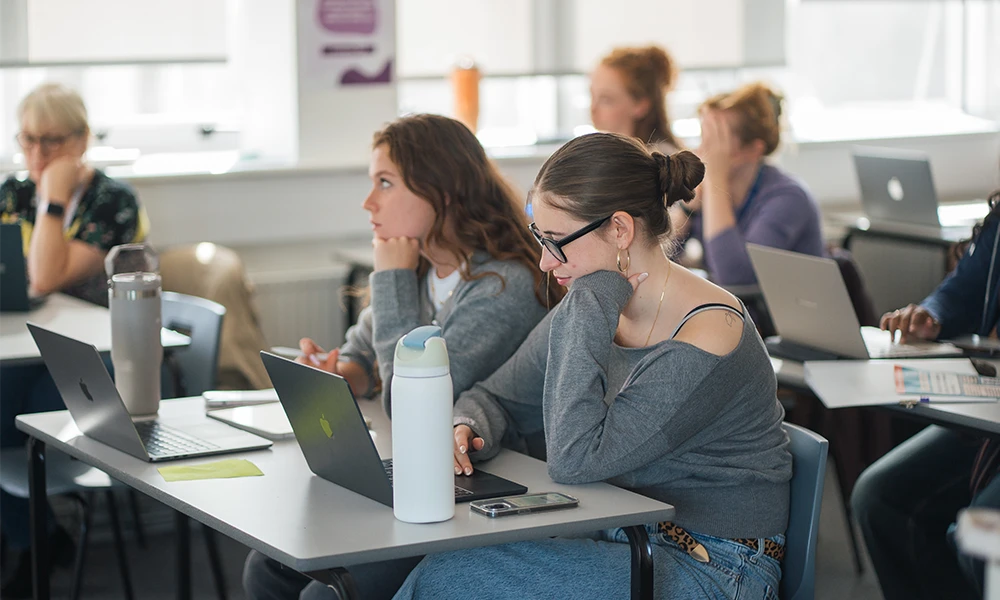 Psychology students sat in Hamilton classroom learning