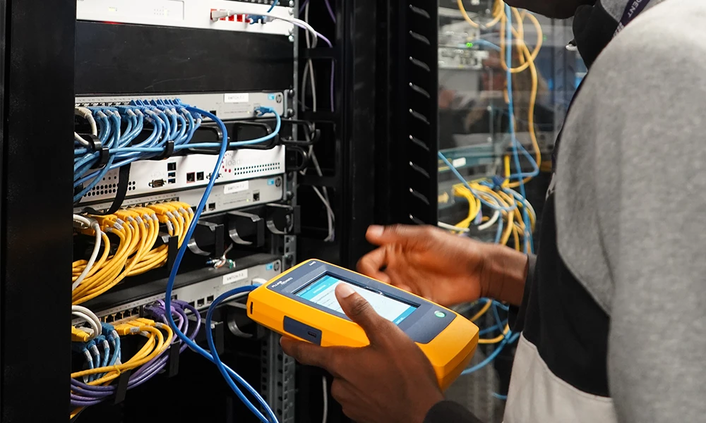 Person looking at Networking block