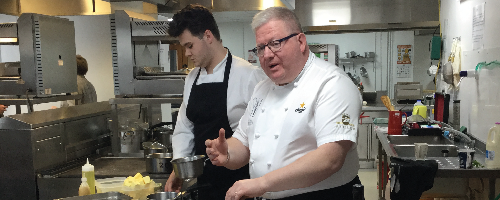 Chef Paul Askew delivering a Masterclass to hospitality & catering students in 2019
